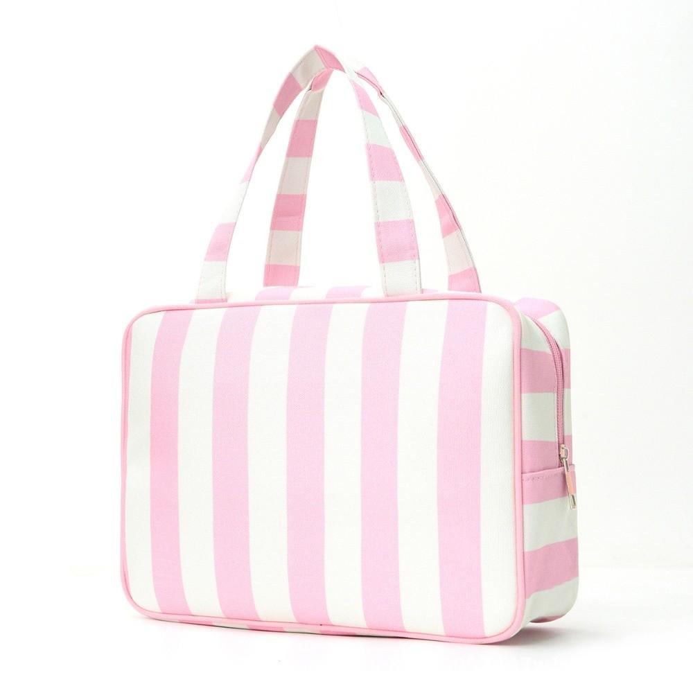 Large Capacity Striped Toiletry Storage Bag Multi Compartment Cosmetic Pouch Weekend Getaway