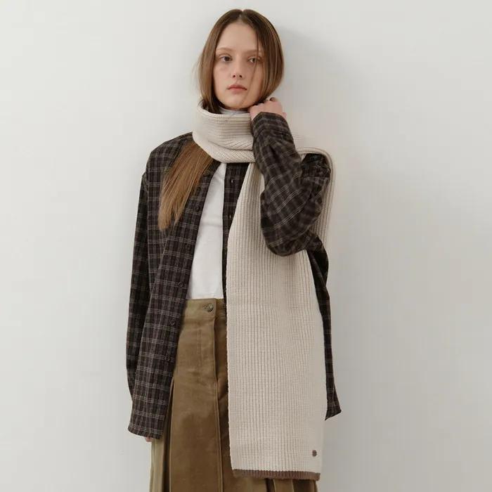 W/Two-Tone Hacci Knit Muffler_OATMEAL(WC25-KN88)