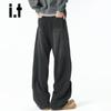 CHOCOOLATE Men's Winter Splicing Wide-Leg Casual Pants