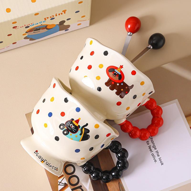 Cute Cartoon Ceramic Cup Good Looking Mug  Home Water Cup  Coffee Cup  Couple Cup  Breakfast Cup  Convenient Gift