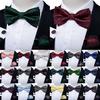 Red Green Bow Ties for Men Silk Woven Cravat Cufflinks Hanky Set for Suit or Tuxedo Man Wedding Butterfly Tie