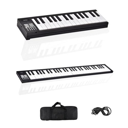 SunRuck SR-DP08F-BK Folding Digital Piano, 61 Keys, Black, Cordless, USB Rechargeable, Lightweight, Compact, for Beginners, PlayTouch