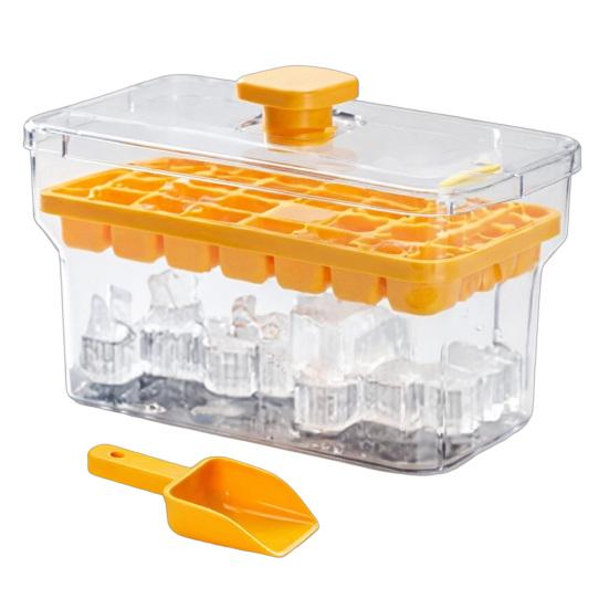 Ice Cube Tray with Shovel And Storage Bin 34/68-Cavity Ice Cube Mold One-Button Quick Release BPA-free Ice Cube Maker for Freezer And