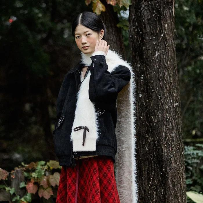 Hairy Ribbon Muffler_Ivory