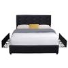 Chloe - Solid and Comfortable Bed 120x190 with Slatted Base with 4 Drawers Headboard Color BLACK Legs In 4 Cm