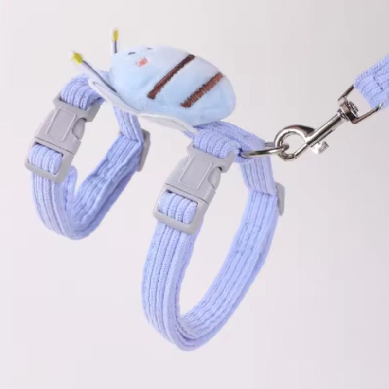 Cat Harness Collar Set Adjustable Cartoon Bee Double Layer Pet Harness for Small Medium Dog Cat Pet Collar Leash Outdoor