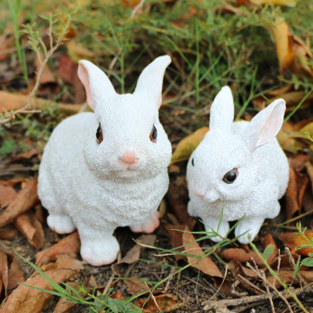 3pcs Cute Bunny Figurines Lovely Miniature Rabbit Statue Crafts Animal Sculptures Cabinet