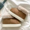 Женские меховые балетки на платформе, зимние ботинки на платформе, замшевые, теплые, плюшевые, хлопковые, зимние, 2025, тренд, классика, повседневные, прогулочные, модные, Botas Mujer
