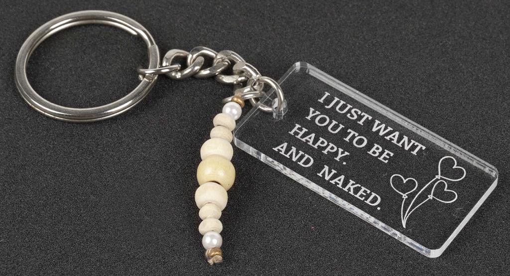 Inkdotpot Забавный брелок, Я просто люблю быть счастливым Акриловый гравированный брелок, новинка на годовщину