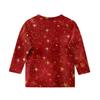 Детские топы с рукавом 3/4, повседневная футболка с рождественским принтом, пуловер с круглым вырезом
