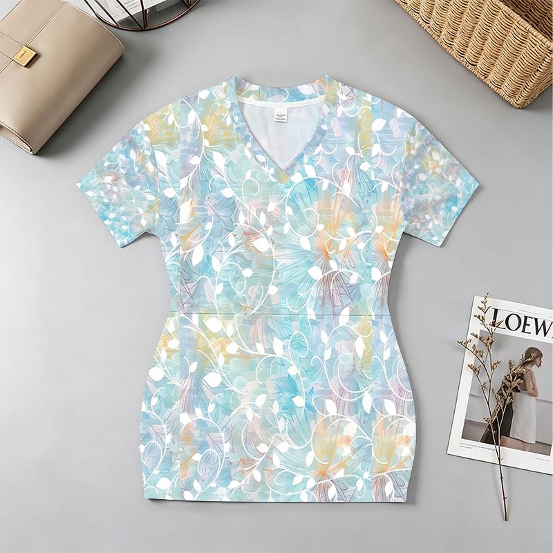 Short V-Neck Short Sleeve Bodycon Dress Lightweight Slim Fit,Fashion Elegant,Ideal for Beach Summer Casual,Street Night Out