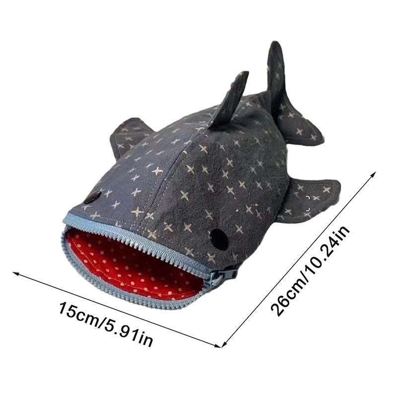 1Pc Creative Shark Star Pencil Case Cute Funny Shark Mouth Zipper Pencil Pouch Shark Stationery Storage Bag Gifts Organizer