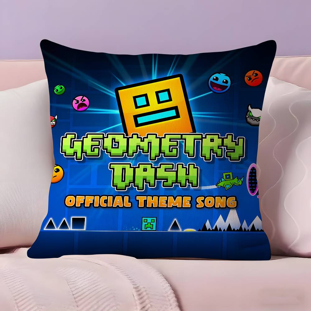 Игровая Подушка Geometry Dash Ультра Мягкая Кожевенно-Дружелюбная Ткань Облачный Комфорт и Скрытая Молния