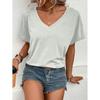Продукт Легкая и удобная однотонная летняя женская простая футболка модная уличная с V-образным вырезом элегантный большой топ