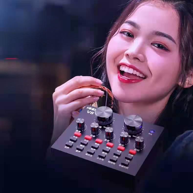 Конденсаторный микрофон BM800 и звуковая карта V8/V8S для мобильных устройств, компьютеров и прямой трансляции