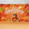 Thanksgiving Backdrop, Large Happy Thanksgiving Banner 72x44 Inch Turkey Maple Leaf Pumpkin Decorations Gifts for Indoor Home Photography Party