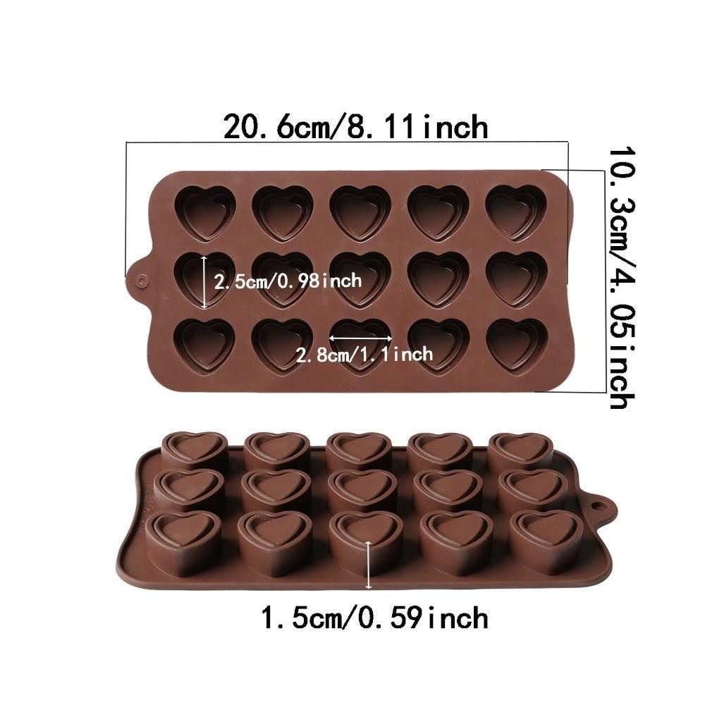 Bite Size Silicone Chocolate Molds 15 Holes Non-Stick Candy Molds Chocolate Heart Molds for Baker
