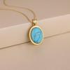 Ожерелье из бирюзы с линейным драгоценным камнем для женщин, ожерелье из золота или серебра для женщин, овальный кулон с драгоценным камнем, изящный подарок по случаю дня рождения