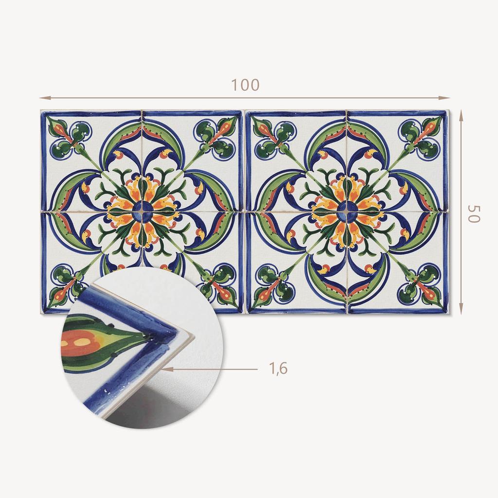 Self-adhesive Vinyl Decorative Panel With Print 100x50 cm Floral Pattern on Tile