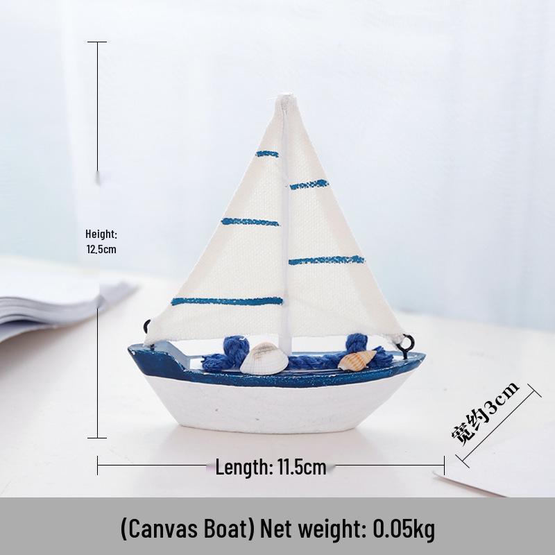 Solid Wood Sailboat Ornaments: Mediterranean Table Decorations & Creative Photography Props
