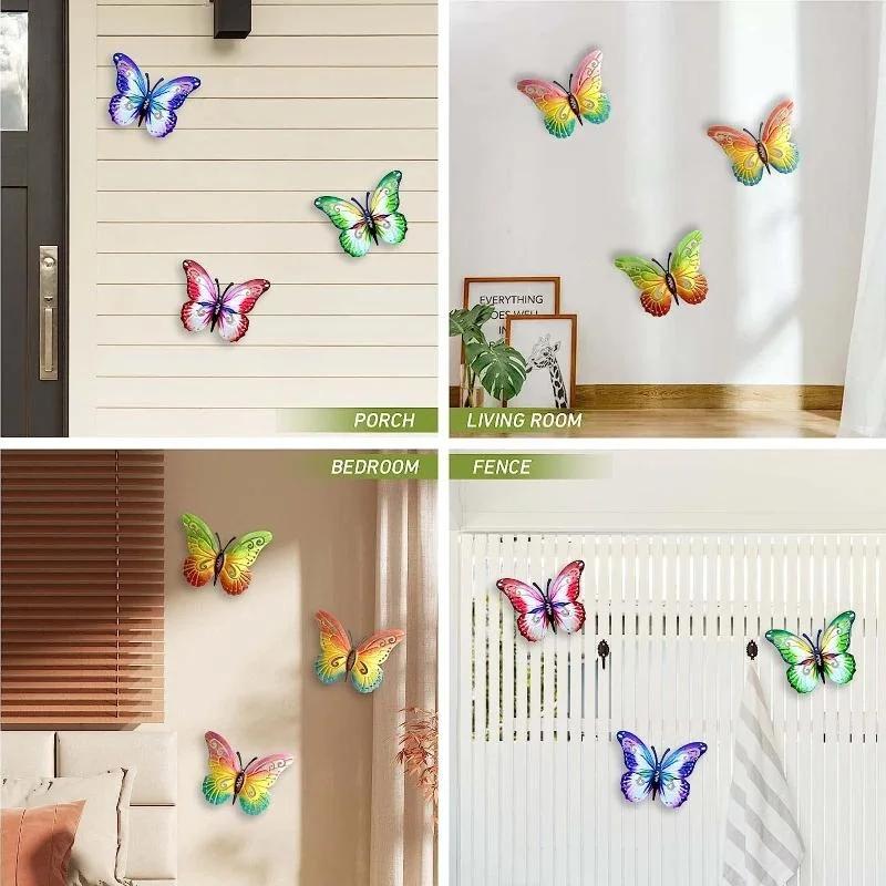 Metal Butterfly Wall Decor 7 Colors Butterflies Sculpture Iron Indoor Outdoor Hanging Wall Art for Garden Yard Fence Home Gift