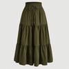 Bohemian Style Women Skirt Elastic High Waist Adjustable Drawstring Cake Skirt Solid Color A-Line Summer Skirt