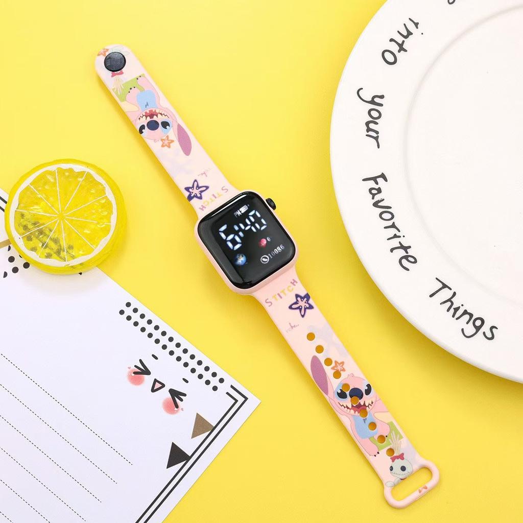 New cartoon color printed student LED electronic watch fashionable printed square Y1 button electronic watch
