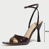 Fashion Liyke New Fashion Square Open Toe Ankle Buckle Strap Designer Sandals Women 10CM Gladiator High Heels Banquet Party Shoes Brown