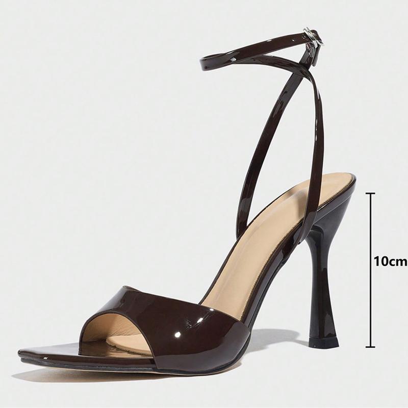 Fashion Liyke New Fashion Square Open Toe Ankle Buckle Strap Designer Sandals Women 10CM Gladiator High Heels Banquet Party Shoes Brown