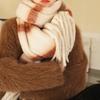 New Autumn and Winter Thickened Loop Yarn Braided Tassel Striped Imitation Cashmere Scarf
