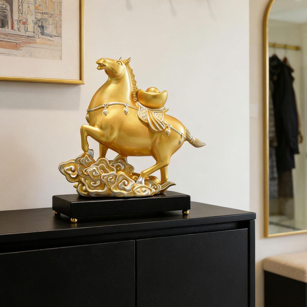 Фигурка лошади Скульптура животного Смола Центральный элемент Декоративный Китайский Фэн-шуй Настольный