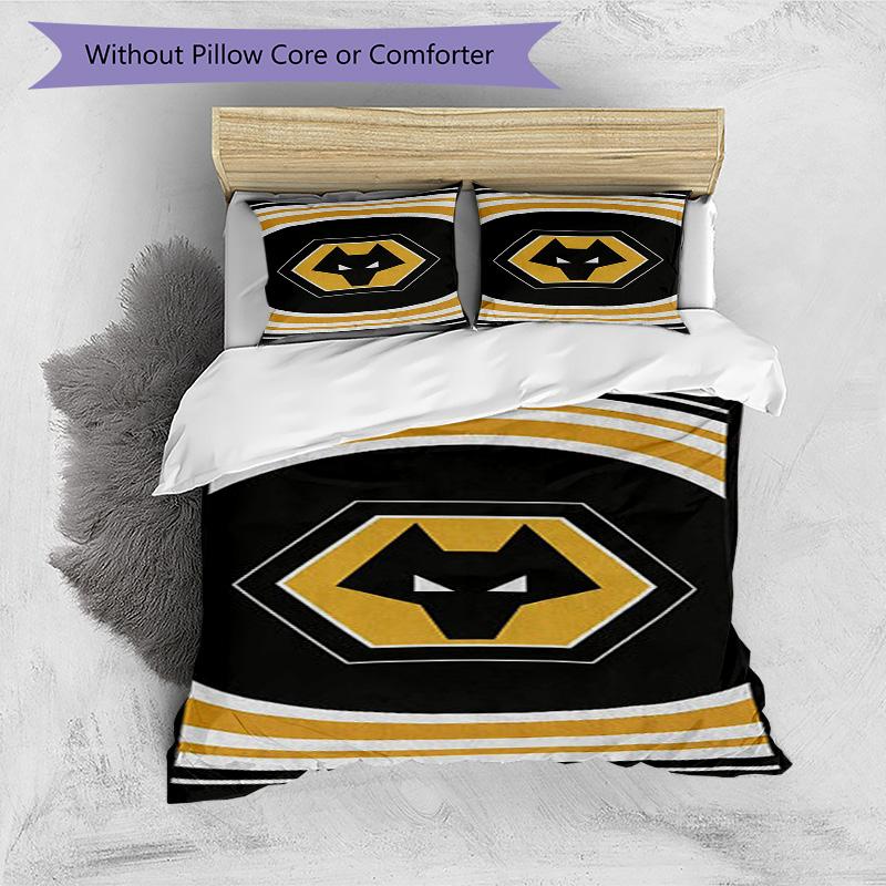 Wolves Football Club Emblem Printed Pattern Duvet Cover Set – includes 1 duvet cover and 2 matching pillowcases Bedroom decor Christmas gifts