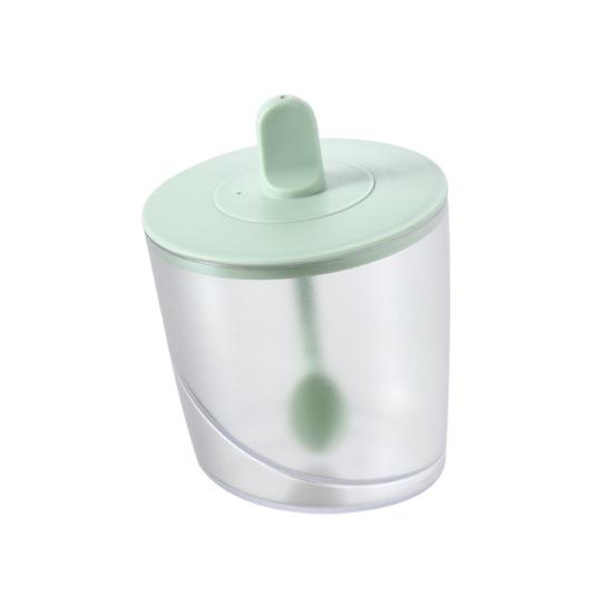 Кухонная банка для специй с крышкой и ложкой. Прозрачная пластиковая коробка для приправ. Контейнер для хранения пищевых приправ для соли, сахара, перца. Кухонная кулинария.