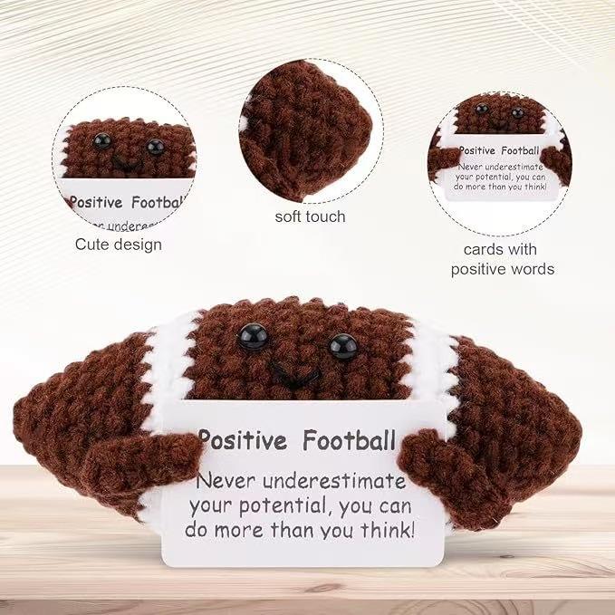Funny Crochet Positive Inspirational Emotional Support Cat Doll Home Room Decoration Handmade Knitted Cat Desktop Ornament Gift