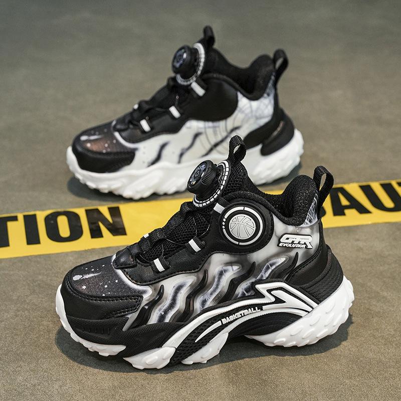 Мальчики Кожаные Папины Кроссовки Средние и Подростковые Спортивная Обувь Начальной Школы Спортивный Стиль Кроссовки Высокие Кожаные Студенты