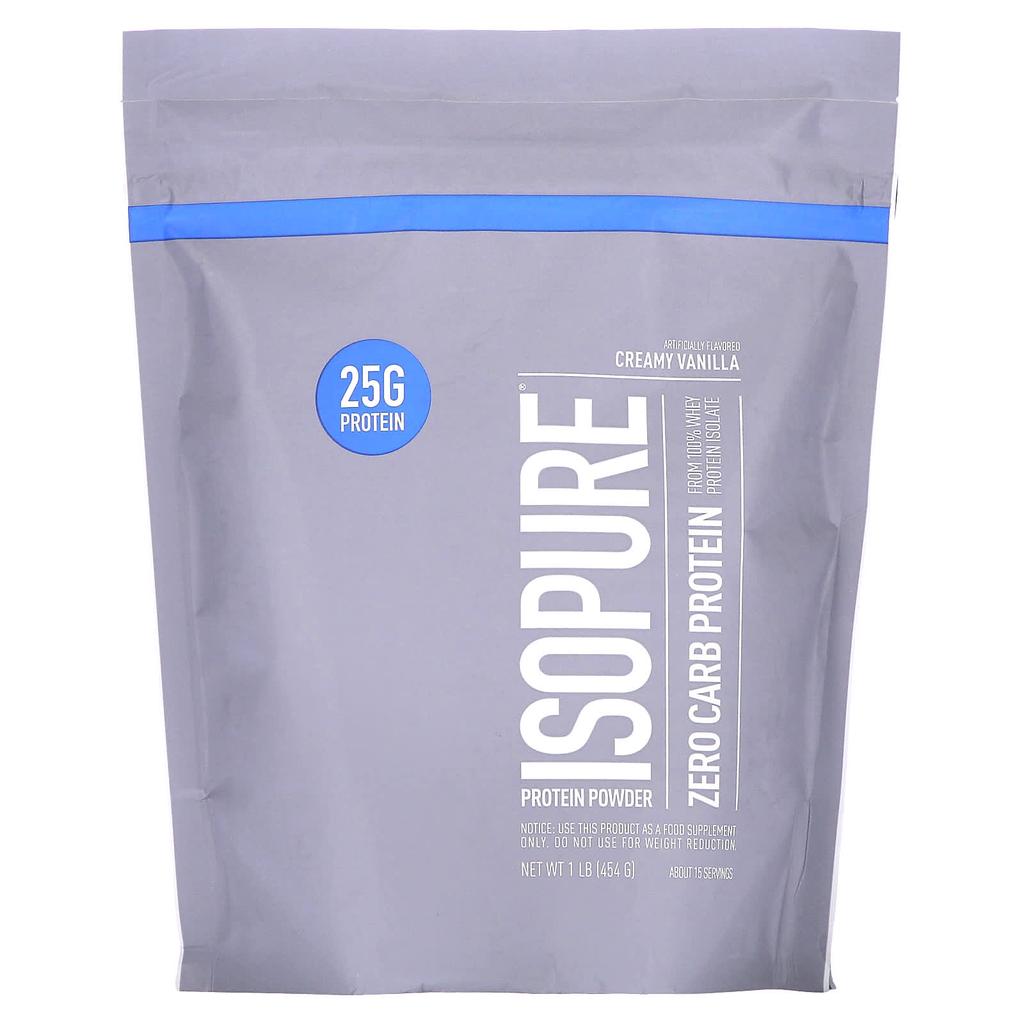 Isopure Zero Carb, Protein Powder, Creamy Vanilla, 1 Lb (454 G)