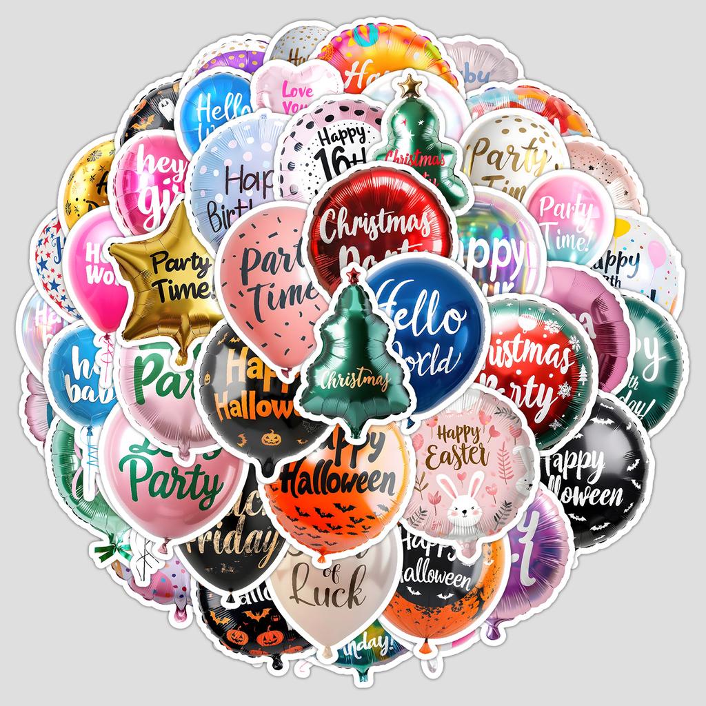 50 шариков граффити наклейки креативные наклейки для канцелярских товаров с воздушными шарами наклейки для украшения водонепроницаемые наклейки для стакана воды, компьютера, мобильного телефона