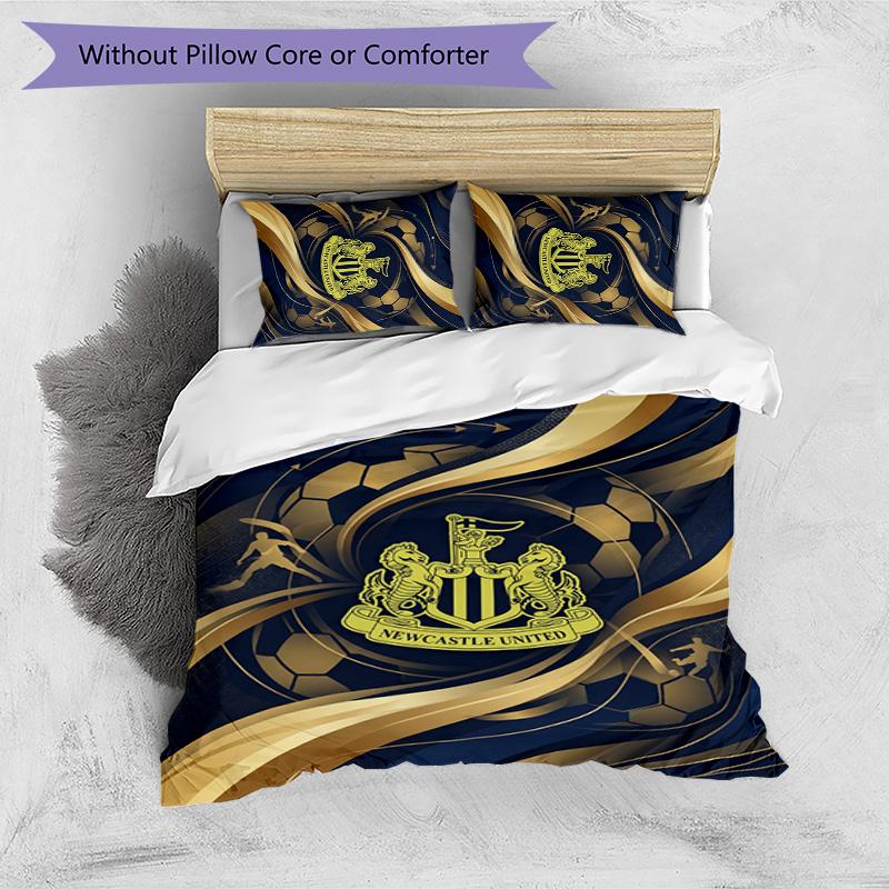 Newcastle United Football Printed 3 Pieces Bedding Set, Comfortable Skin Friendly Bedroom Duvet Cover Set
