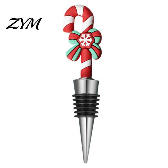 Christmas Bottle Sealers Wine Stopper, Stainless Steel Reusable Cork, Decorative PVC Cartoon Leakproof Closures Toppers Design, Airtight Sealing Plugs