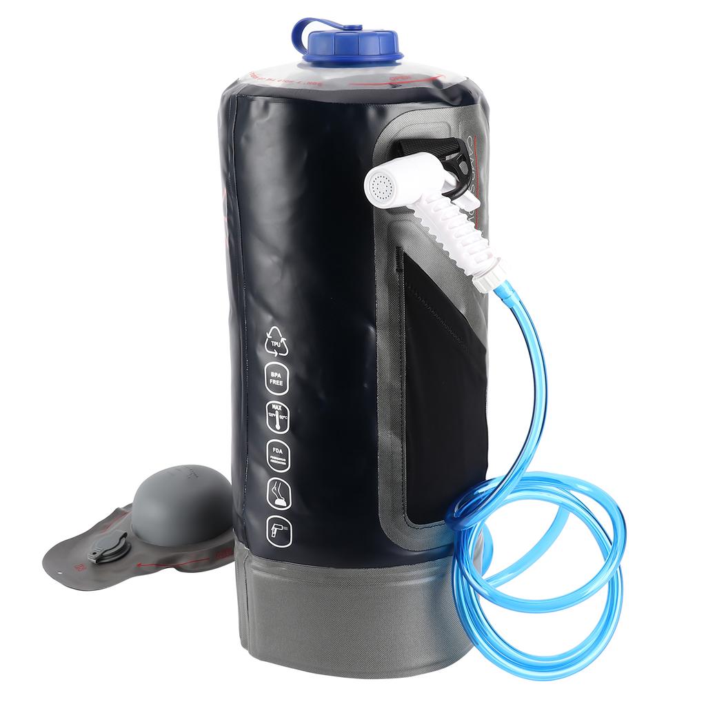 Уличный походный кемпинговый 12-литровый мешок для душа с ножным насосом и душевой лейкой