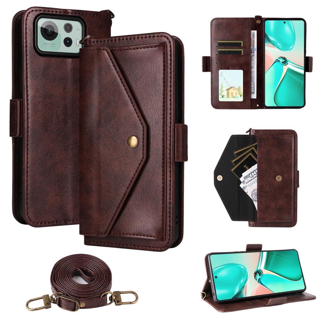 For Asus Zenfone 12 Ultra 5G Leather Case Magnetic Closure Wallet Stand Phone Cover with Crossbody Strap