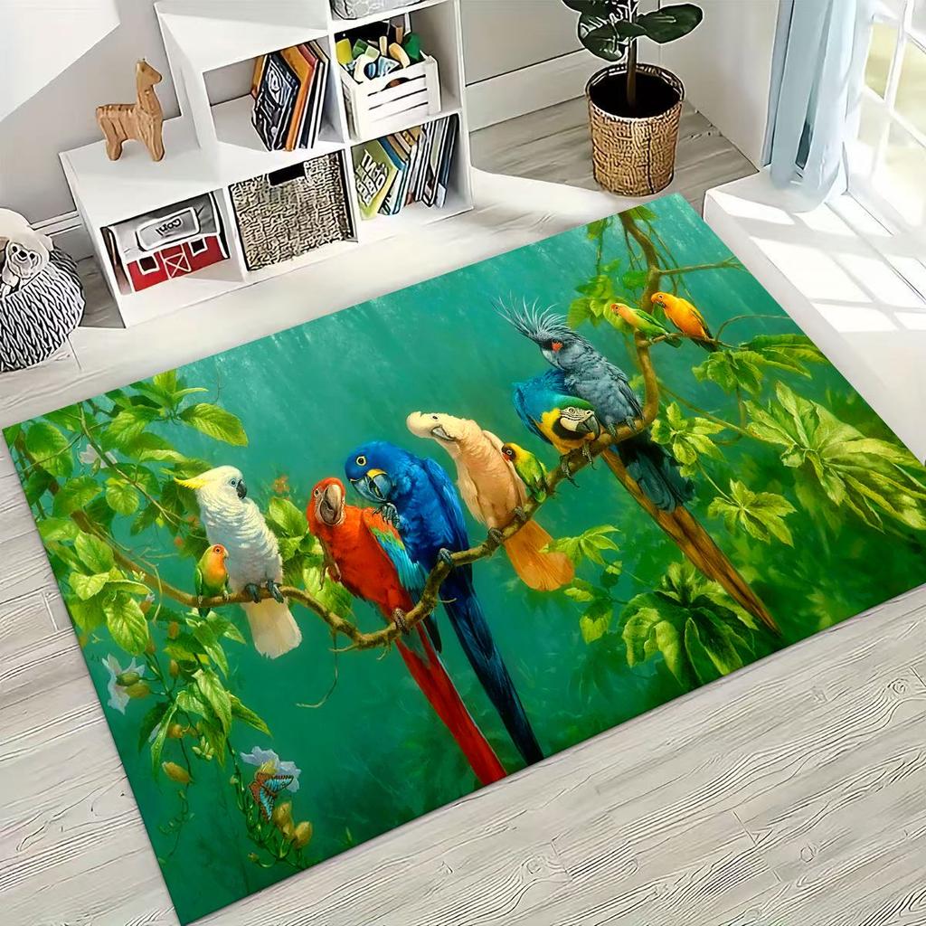 Красочный тропический попугай ара, натуральное искусство птиц, ковер для спальни, гостиной, дивана, домашний коврик для двери, декор, большой нескользящий коврик для пола