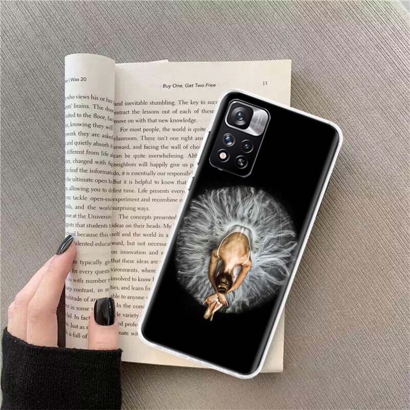 Чехол для телефона Балерина Балетный Танец Девочка Для Redmi Note 13 12 Pro Plus 14 15 Pro 5G 11 11T 11E 11S 10 Pro 10S 9 9S Чехол Клеточный Прозрачный