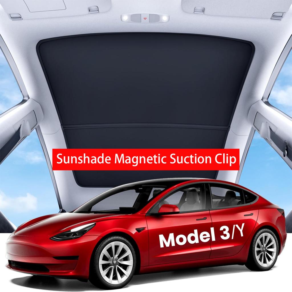 2026 For Tesla Model Y Juniper Model 3 Highland Sunshade Skylight Magnetic Buckle Heat Reflective Glass Roof Sun Shade
