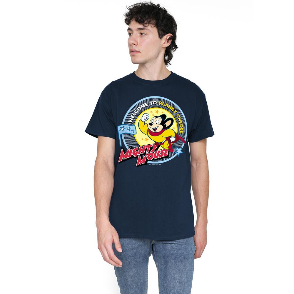 Mighty Mouse Planet Cheese T-Shirt S-2XL Navy