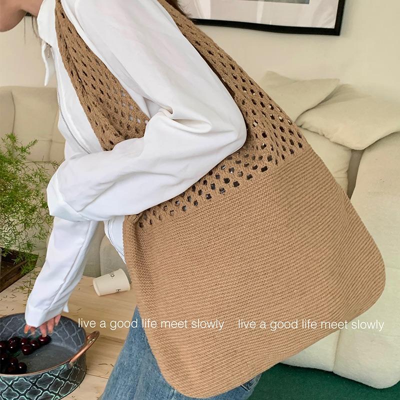 Tote Bag Knit Bag Mesh Hollowed Out Women's Shoulder Bag Woven Bag Handbag