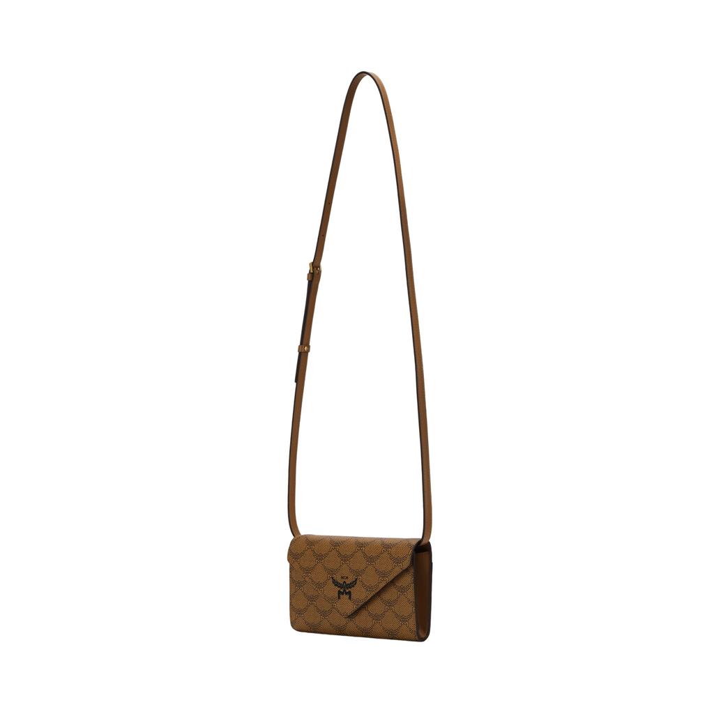 MCM Coated Canvas With Leather Crossbody Bag, Wallet Large Women's Cognac MYLFSAC03CO001
