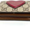GUCCI 648848 Heart logo Compact wallet Folded wallet GG Supreme Canvas Beige/Red