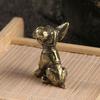 Brass Dog Figurine Vintage Puppy Model Mini Animal Metal Statue Sculpture Tea