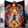 Pokemon Starter Pokemon Scenic Flannel Blanket Cartoon Anime Soft Warm Plush Throw Sofa Bed Couch Cover Camping Travel Fans Gift
